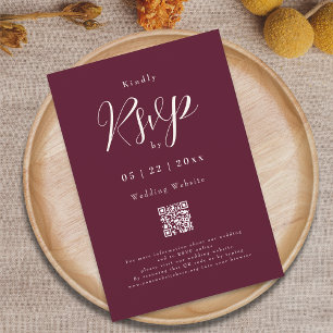 Cartons Réponse Bourgogne Moderne Élégant Code QR Mariage