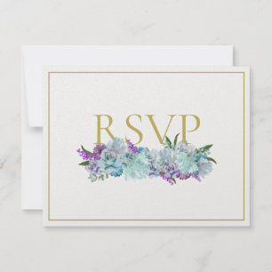 Cartons Réponse BRIDE CO Turquoise Blue Bouquet Tradition Mariage 