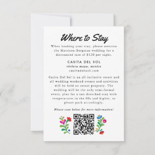 Cartons Réponse Broderie mexicaine Mariage coloré Hotel