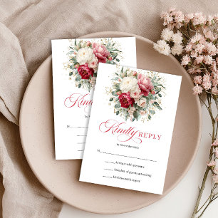 Cartons Réponse Burgundy Blush Or Mariage Bohème de Style de Répon