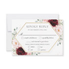 Burgundy Blush Rose Floral Vert Mariage Repas