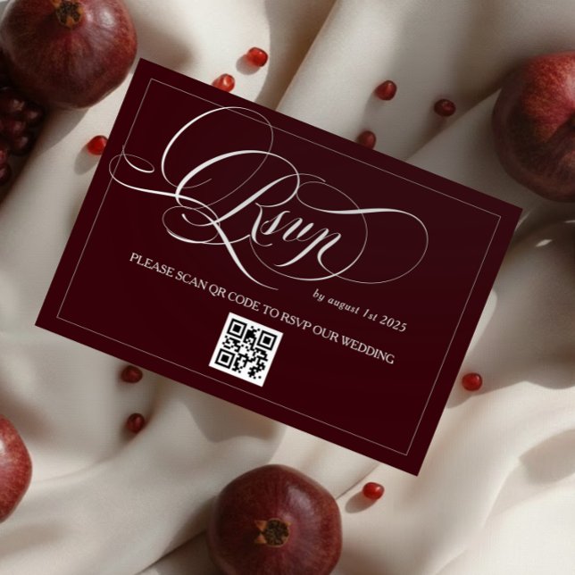 Cartons Réponse Burgundy Elegant Calligraphy Wedding (Créateur téléchargé)