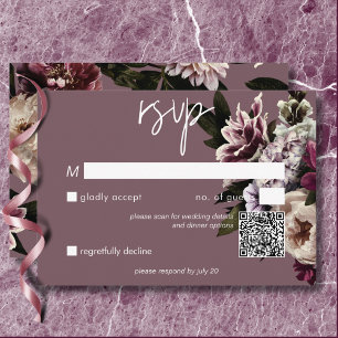 Cartons Réponse Burgundy moderne et pivoines de crème Code QR flor