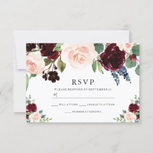 Cartons Réponse Burgundy Red & Navy Bush Mariage