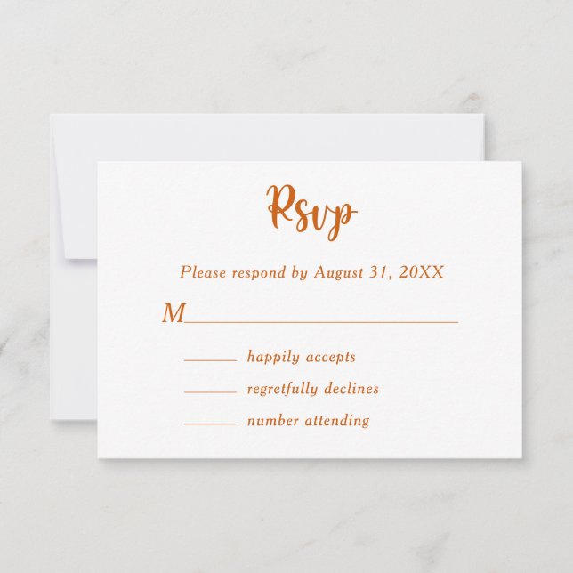 Cartons Réponse Burnt Orange Floral Mariage Nom du couple (Devant)