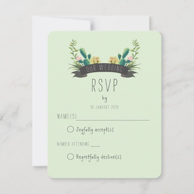Cartons Réponse Cactus and Succulent Boho Wedding (Devant)