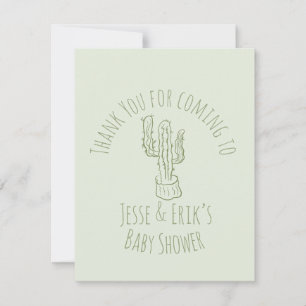 Cartons Réponse Cactus Saguaro Dessiné à la Main Vert Baby Shower 