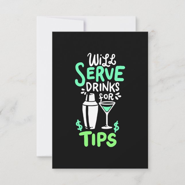 Cartons Réponse Cadeau de Noël | Bartender Sert Des Boissons Pour  (Devant)