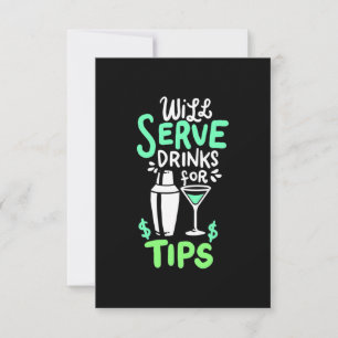 Cartons Réponse Cadeau de Noël   Bartender Sert Des Boissons Pour 