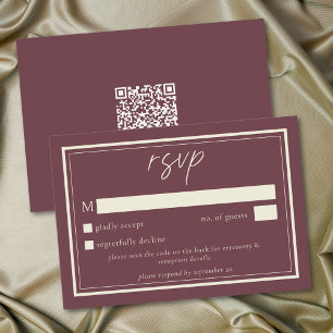 Cartons Réponse Cadre de mariage minimaliste avec code QR pour vin
