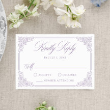 Cadre de mariage orné vintage violet élégant