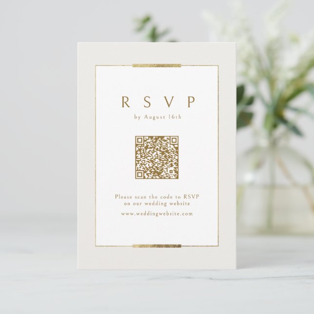 Cartons Réponse Cadre Elegance Modern Classy Code QR Mariage (Debout devant)