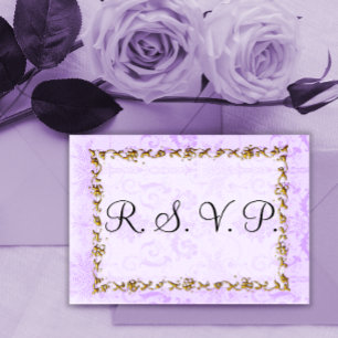 Cartons Réponse Cadre or élégant et Damas violet
