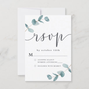 Cartons Réponse Cadre simple Eucalyptus avec Mariage de calligraph