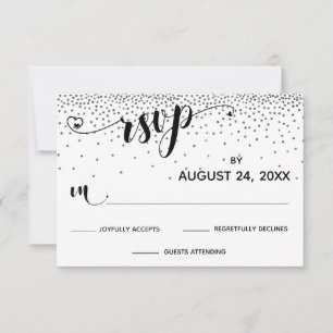 Cartons Réponse Calligraphie avec Coeurs, Parties scintillant Arge