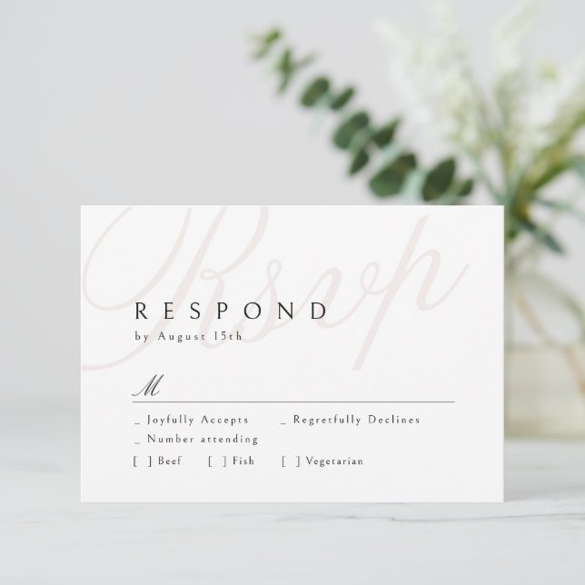 Cartons Réponse Calligraphie d'élégance classique moderne Mariage  (Debout devant)