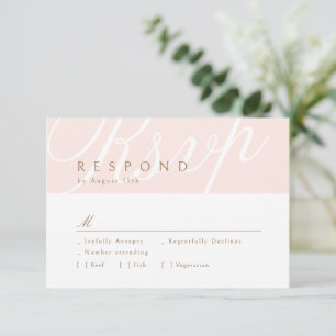 Cartons Réponse Calligraphie d'élégance rose classique Mariage RSV