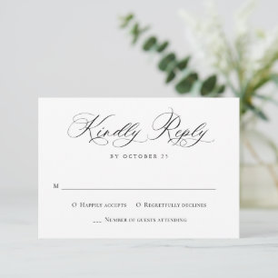 Cartons Réponse Calligraphie élégante mariage minimaliste noir bla