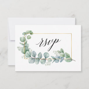 Cartons Réponse Calligraphie Eucalyptus Green Gold Mariage Repas