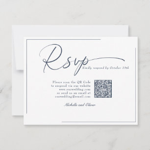 Cartons Réponse Calligraphie Mariage Moderne Classique Code QR RSV