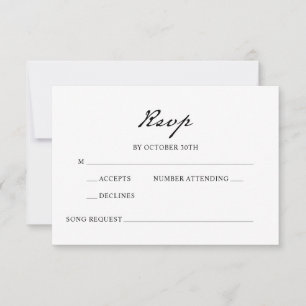 Cartons Réponse Calligraphie minimaliste de stylo Mariage blanc