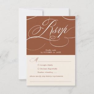 Cartons Réponse Calligraphie moderne Mariage en terre cuite intemp