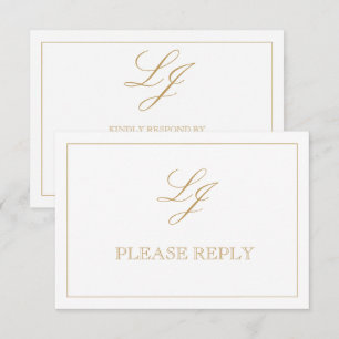 Cartons Réponse Calligraphie Or Classique Monogramme Aucun Repas