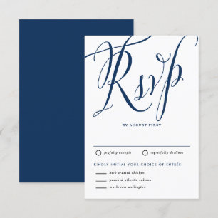 Cartons Réponse Calligraphie rustique bleu marine avec choix de re