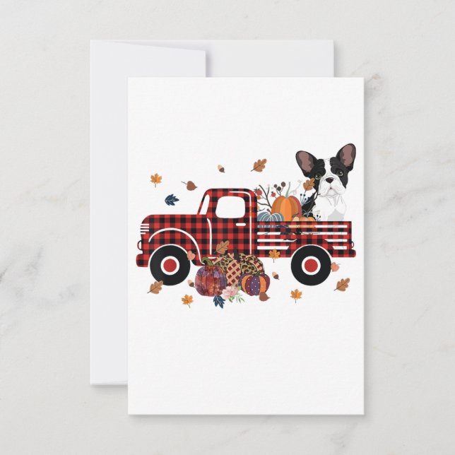 Cartons Réponse Camion Citrouille Bulldog Thanksgiving Cadeau Hall (Devant)