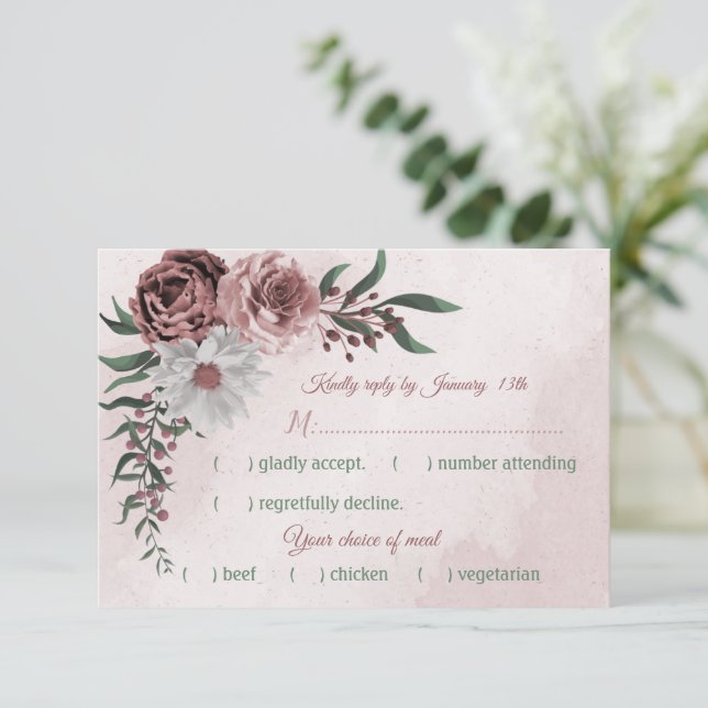 Cartons Réponse cannelle rose rose blanc choix de repas (Debout devant)