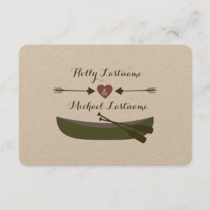 Cartons Réponse Canoë + Flèches Avec Mariage Coeur R.S.V.P.