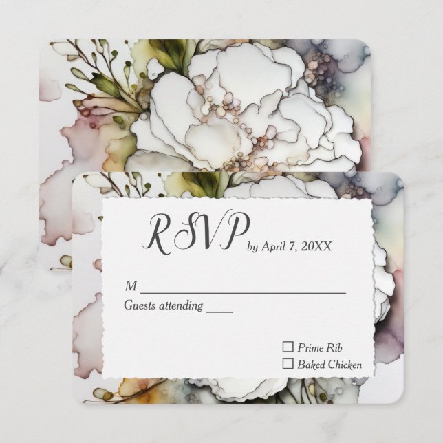 Cartons Réponse Carnation mariage Dans La Conception De L'Encre D' (Devant / Derrière)