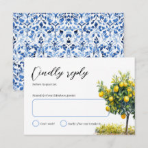 Carreaux italiens Citron Arbre Aquarelle Mariage