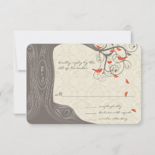 Cartons Réponse Carton de mariage Oiseaux de l'amour Tourbillon Ar