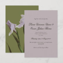 Carton d'invitation de mariage floral Iris Lavande