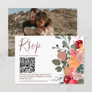 Cartons Réponse Cascade florale de chute rétro photo mariage QR RS
