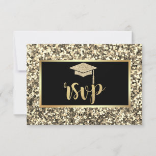 Cartons Réponse Casquette de remise des diplômes à paillettes doré