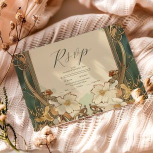 Cartons Réponse Célébration de mariage floral Art Nouveau