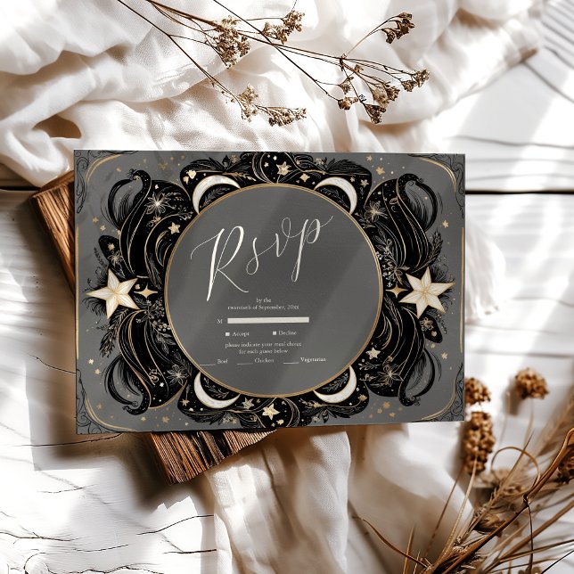 Cartons Réponse Céleste mystique lune étoile Mariage Boho de nuit (Créateur téléchargé)