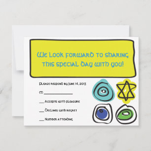 Cartons Réponse CERCLES et Bat mitzvah CARRÉ Barre