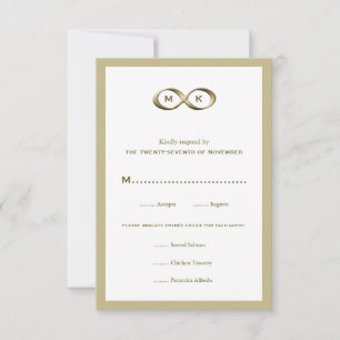 Cartons Réponse Champagne Gold Infinity Habillement main Mariage R