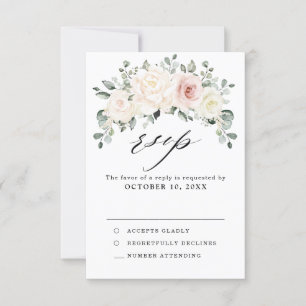 Cartons Réponse Champagne Ivory Blush rose Floral Mariage