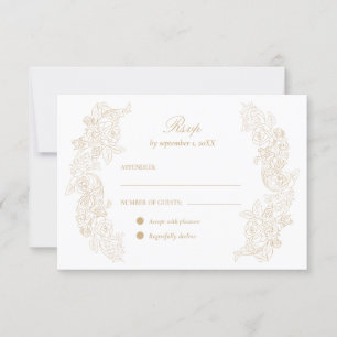 Cartons Réponse Champagne or baroque botanique