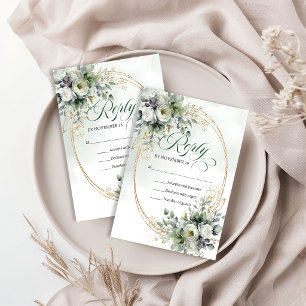 Cartons Réponse Charme Classique Mariage Botanique Bohème Verdure