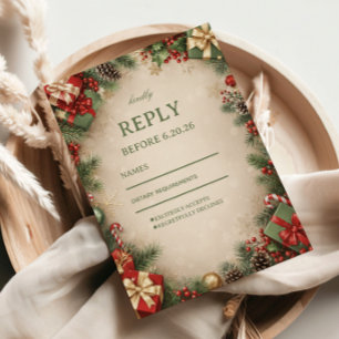 Cartons Réponse Charme de cadeau de vacances de Noël en vert persi