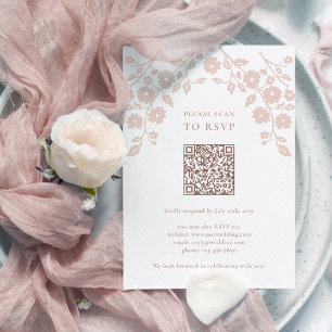 Cartons Réponse Charming Blush Folk Flowers Floral QR Code