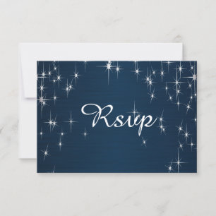 Cartons Réponse Charming Star Struck Mariage   bleu marine