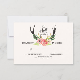 Cartons Réponse Chasse Rustique Floral Antler est terminé mariage 