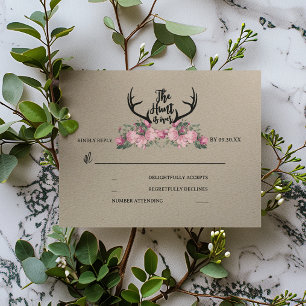 Cartons Réponse Chasse Rustique Floral Kraft est terminé mariage R