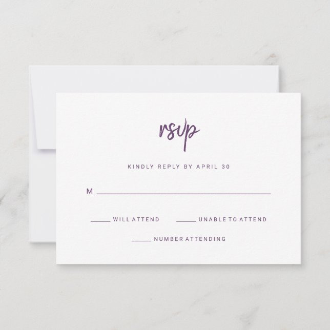 Cartons Réponse Châssis minimaliste moderne | MARIAGE (Dos)